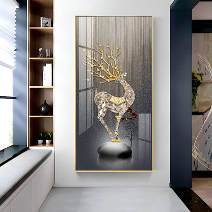 Couple Golden Deer Premium Acrylic Vertical Wall Art