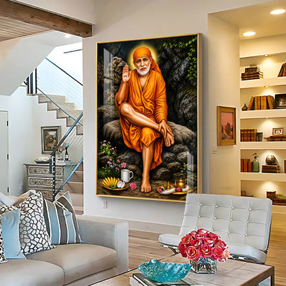 Sri Sai in Tranquil Premium Vertical Acrylic Wall Art