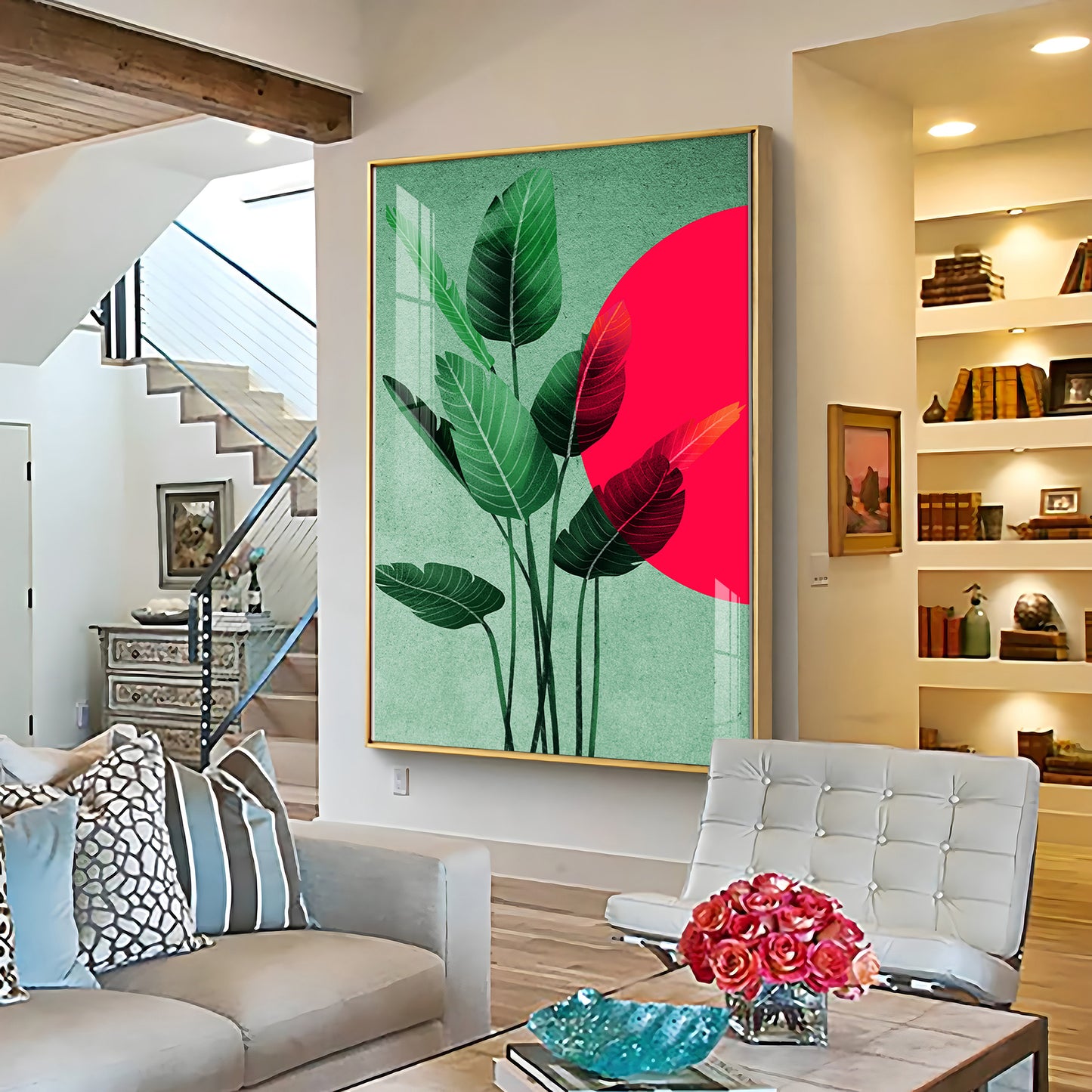 Green Leaf Premium Acrylic Vertical Wall Art