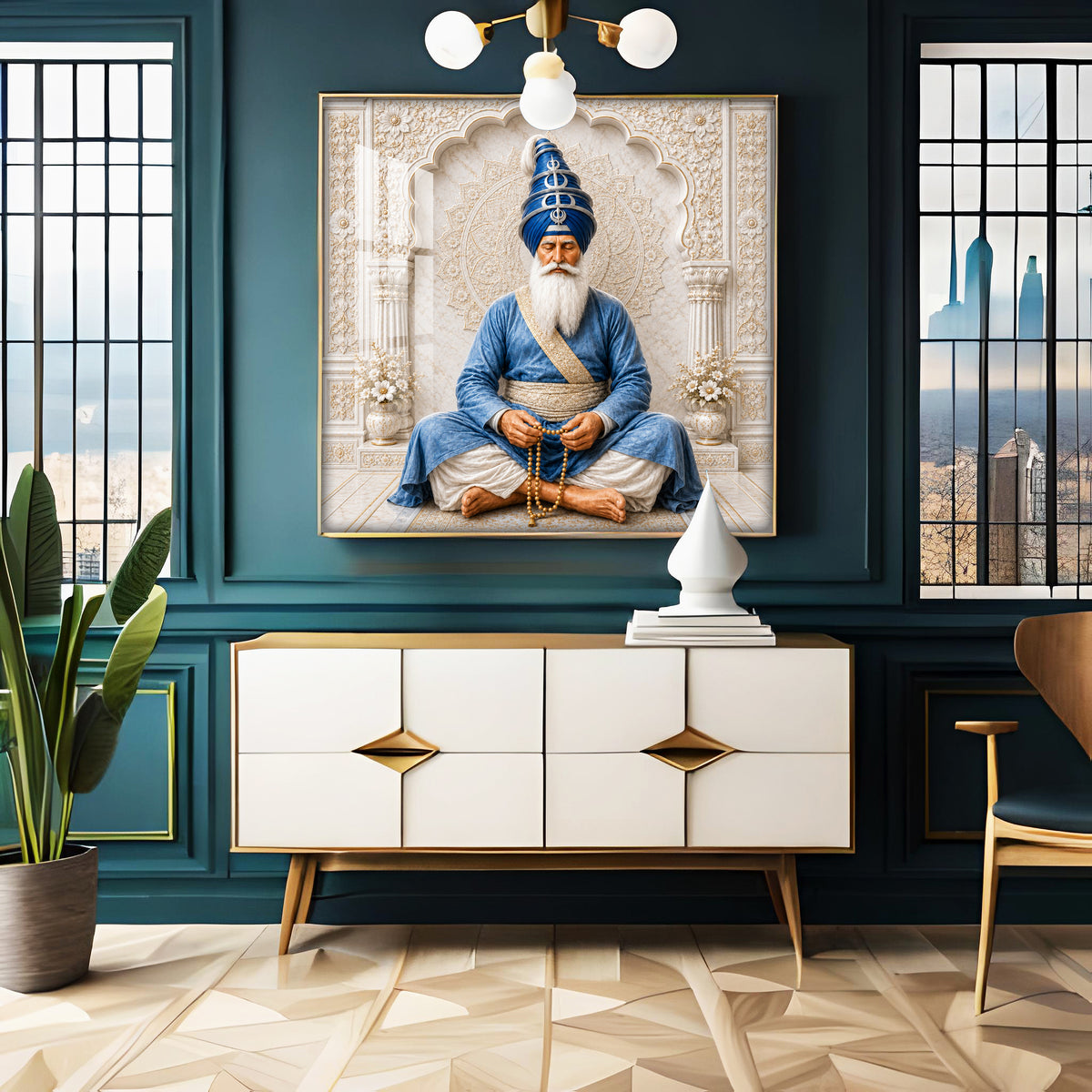 Baba Deep Singh Ji Premium Acrylic Square Wall Art