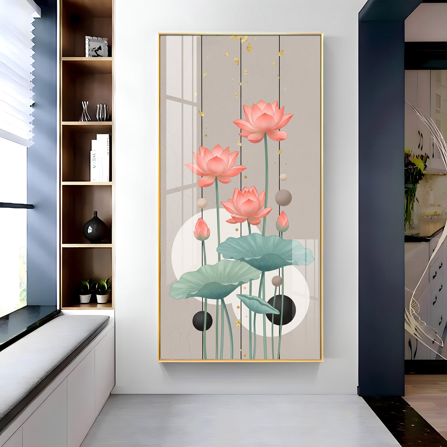 Pink Lotus Abstract Premium Acrylic Vertical Wall Art