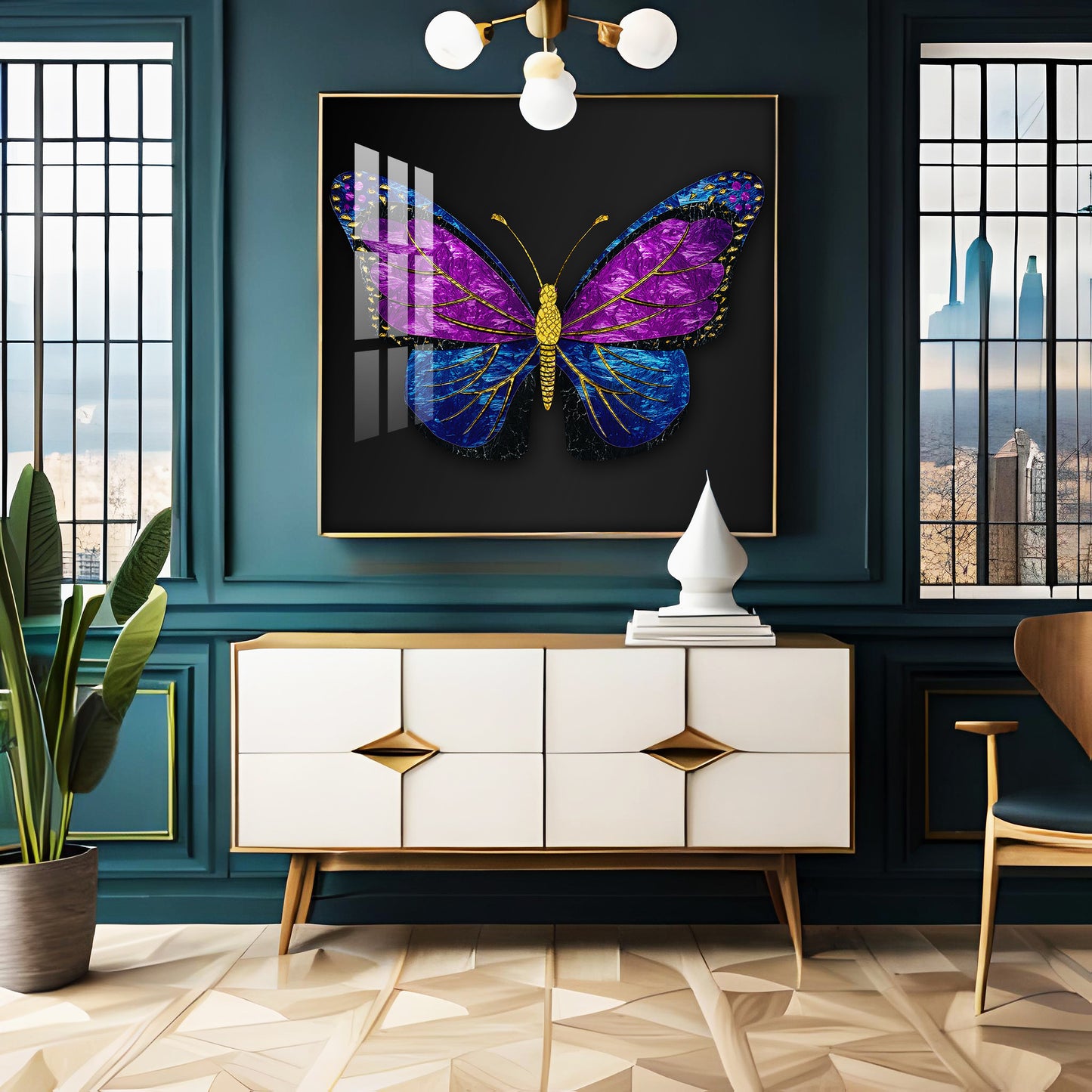 Colorful Butterfly Premium Acrylic Square Wall Art