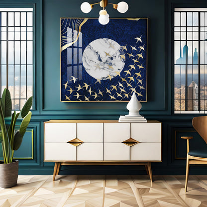 Flying Flamingo Premium Acrylic Square Wall Art