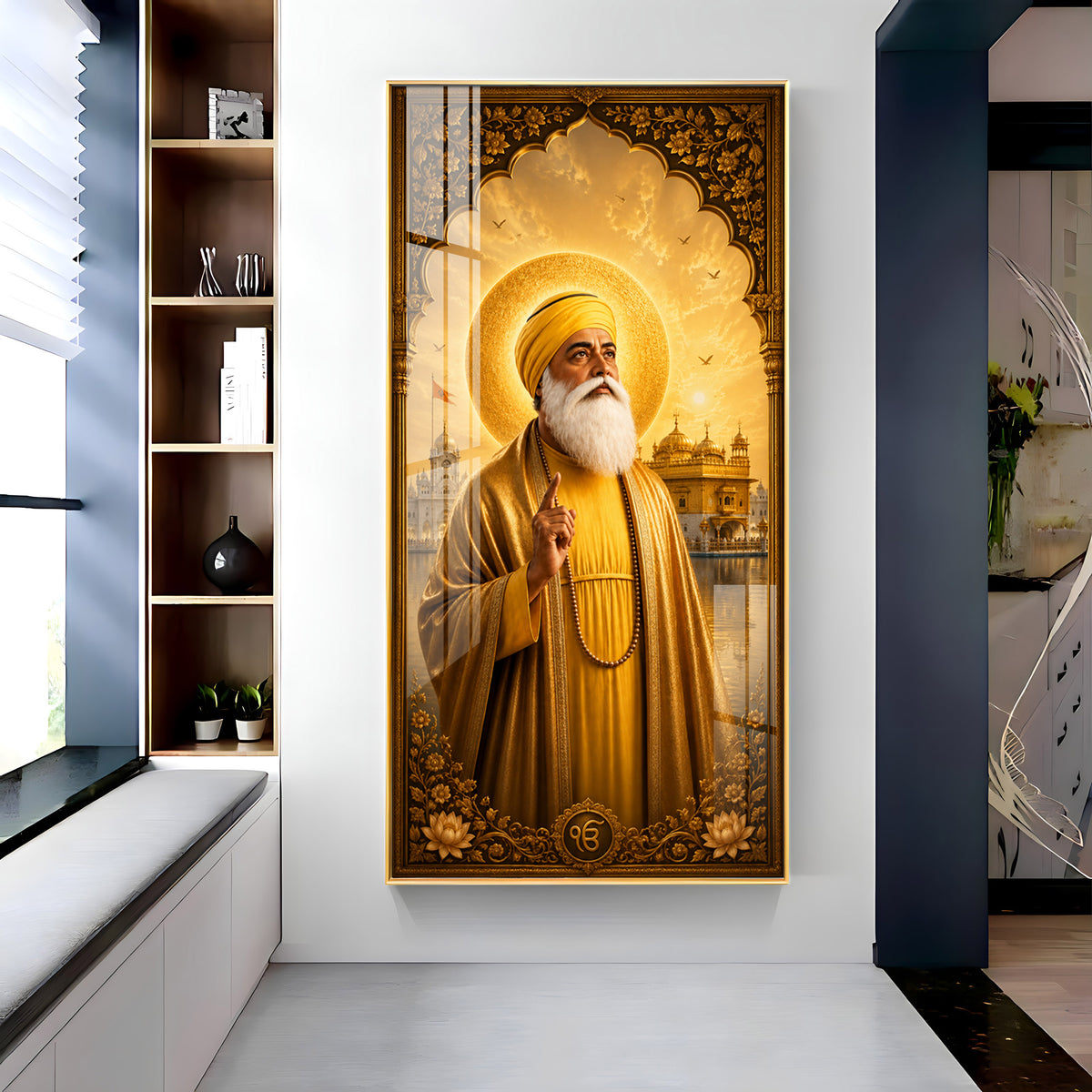 Guru Nanak Dev Ji With Blessing Premium Acrylic Vertical Wall Art