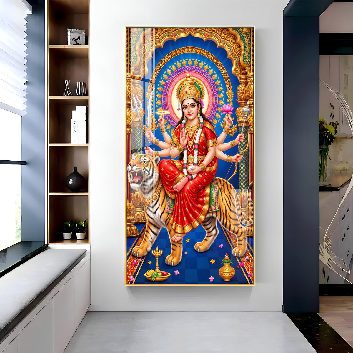 Goddess Durga Divine Premium Acrylic Vertical Wall Art