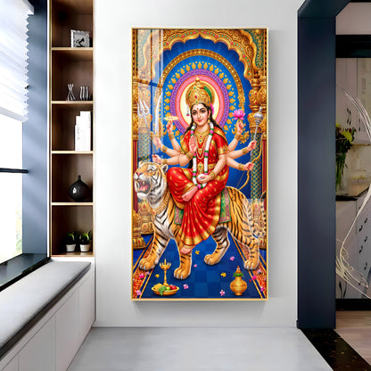 Goddess Durga Divine Premium Acrylic Vertical Wall Art