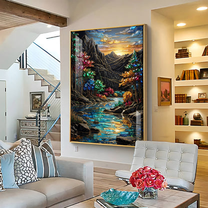 Depicting Mountains & River Premium Acrylic Vertical Wall Art
