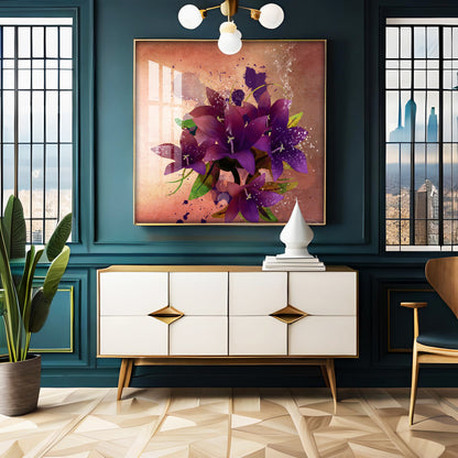Purple Flowers Premium Acrylic Square Wall Art