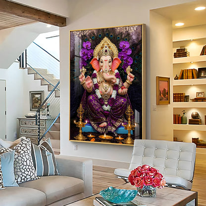 Hindu God Ganpati Bappa Premium Acrylic Vertical Wall Art