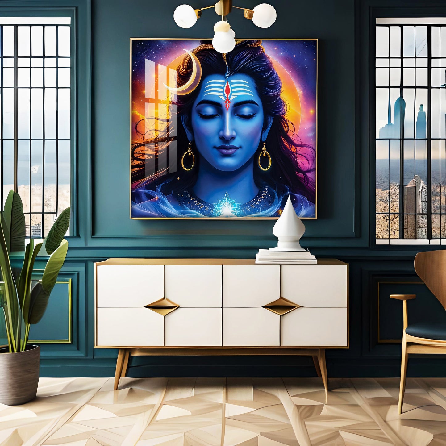 Lord Shiva Premium Acrylic Square Wall Art