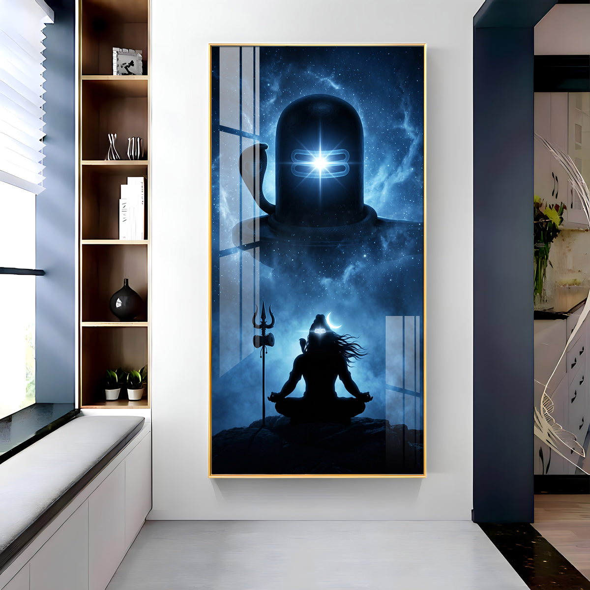 Mahadev in Deep Meditation Premium Acrylic Vertical Wall Art