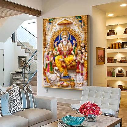 Divine Lord Vishwakarma Premium Acrylic Vertical Wall Art