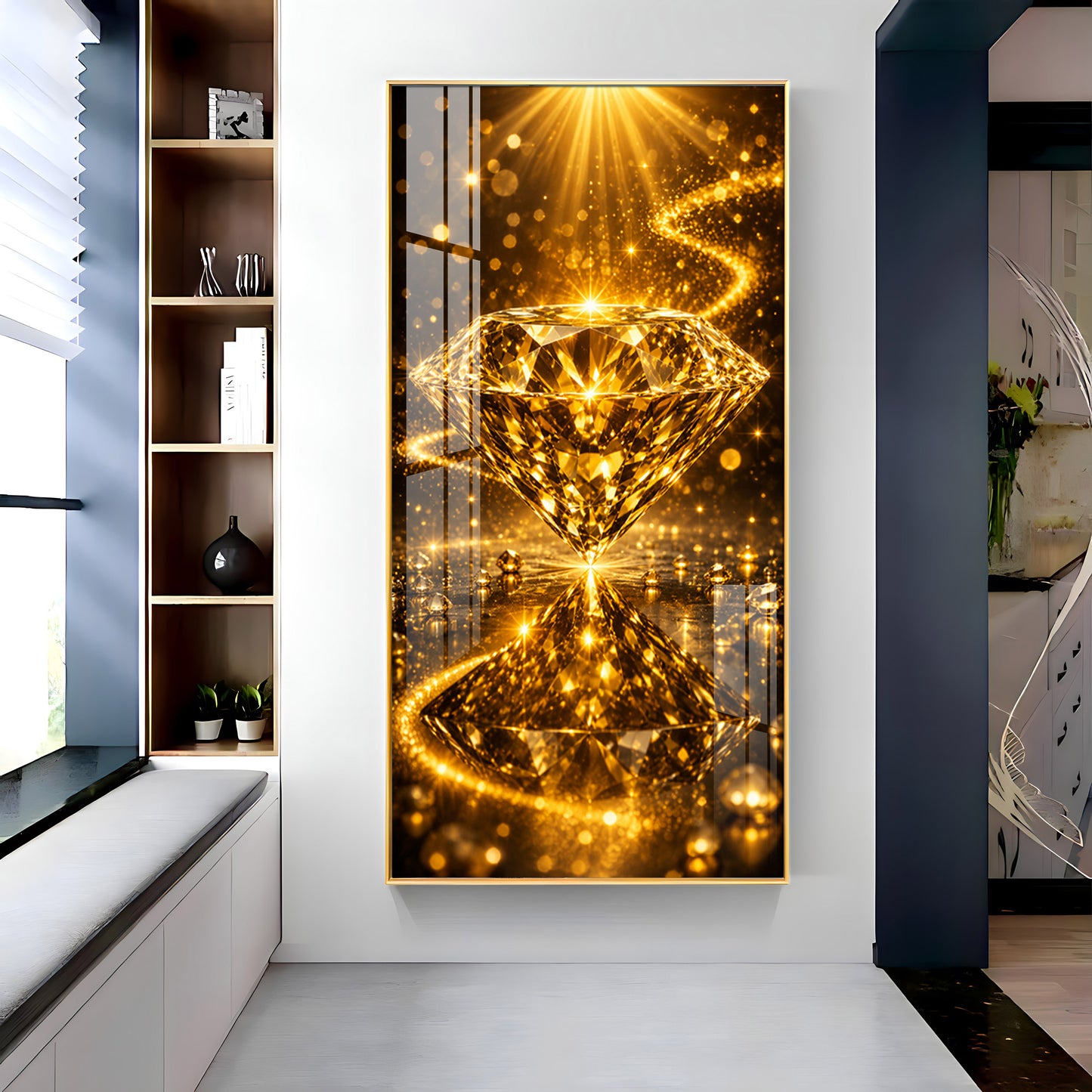Golden Diamond Premium Acrylic Vertical Wall Art