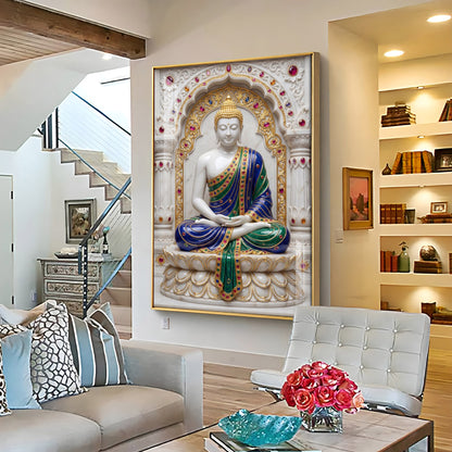Enlightened Buddha in Royal Robes Premium Acrylic Vertical Wall Art