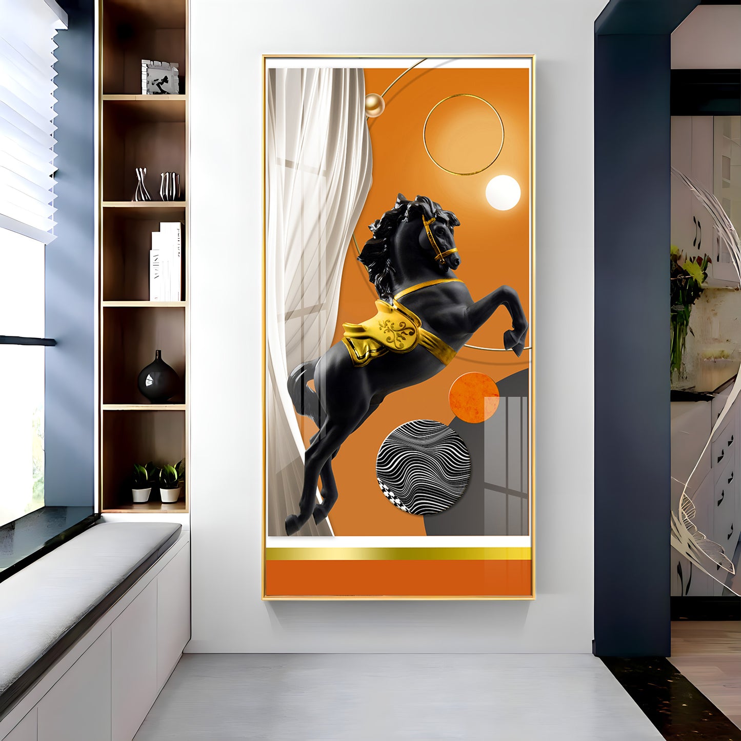Muscular Black Horse Premium Acrylic Vertical Wall Art