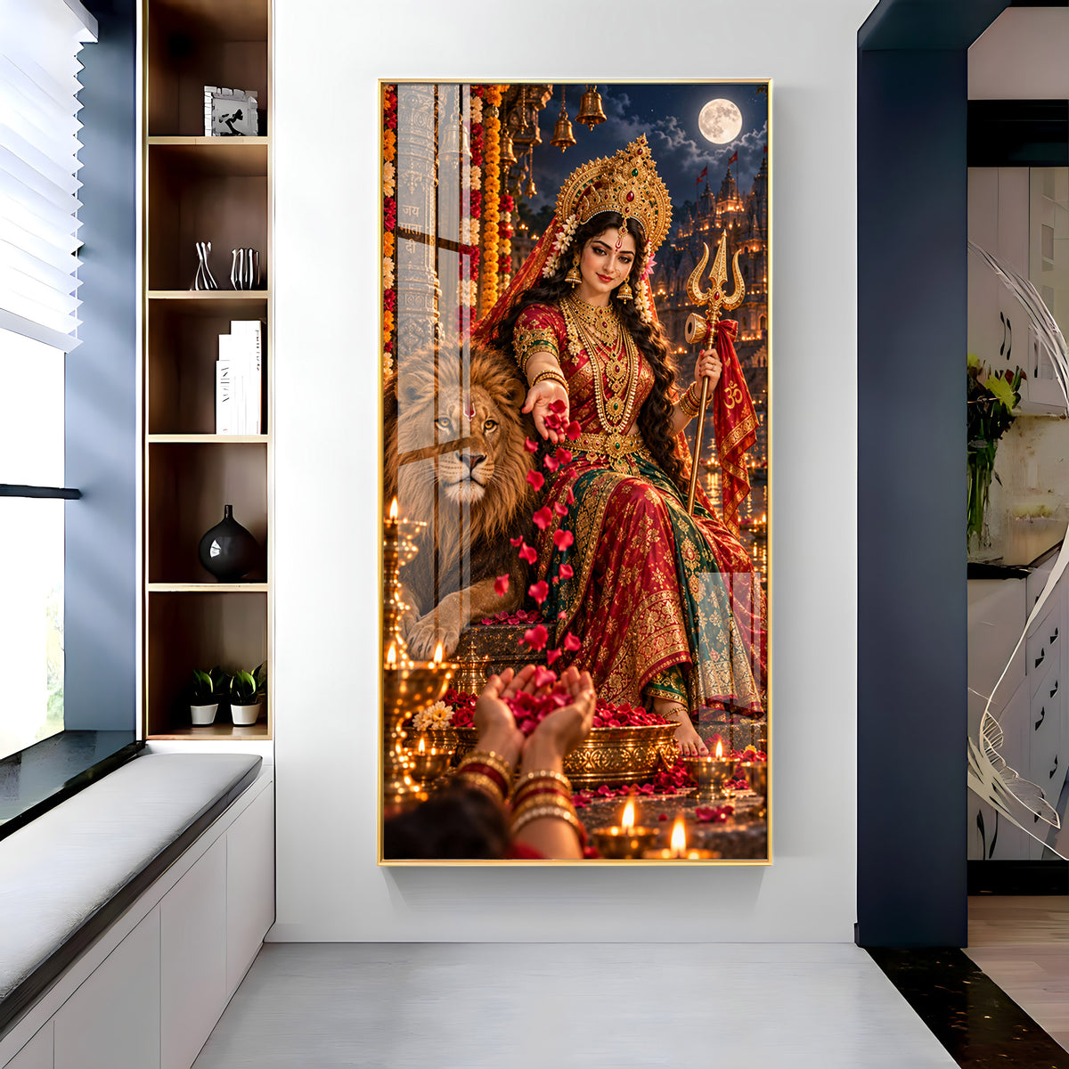 Maa Siddhidatri Premium Acrylic Vertical Wall Art