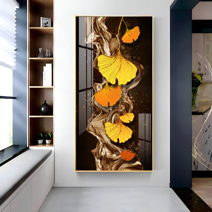 Glittering Ginkgo Premium Acrylic Vertical Wall Art