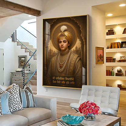 Guru Har Krishan Sahib Ji Divine Portrait Premium Acrylic Vertical Wall Art