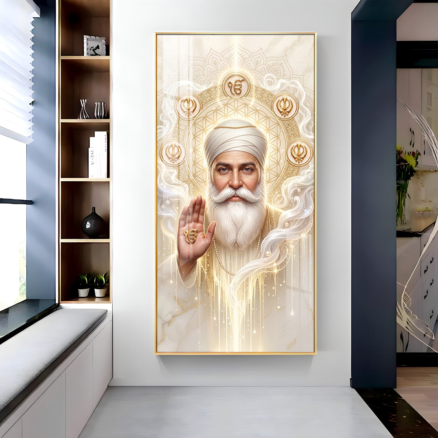 Guru Nanak Ji With Ik Onkar Premium Acrylic Vertical Wall Art