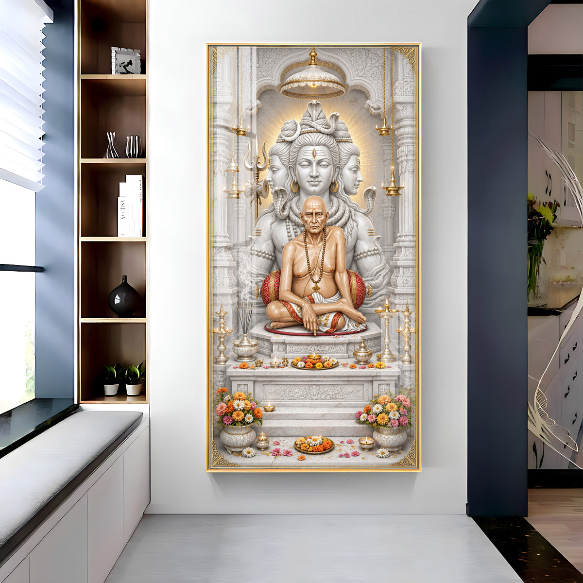Swami Samarth With Mahadev Premium Acrylic Vertical Wall Art