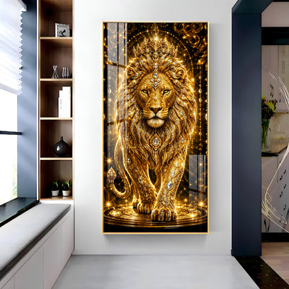 Golden Lion Premium Acrylic Vertical Wall Art