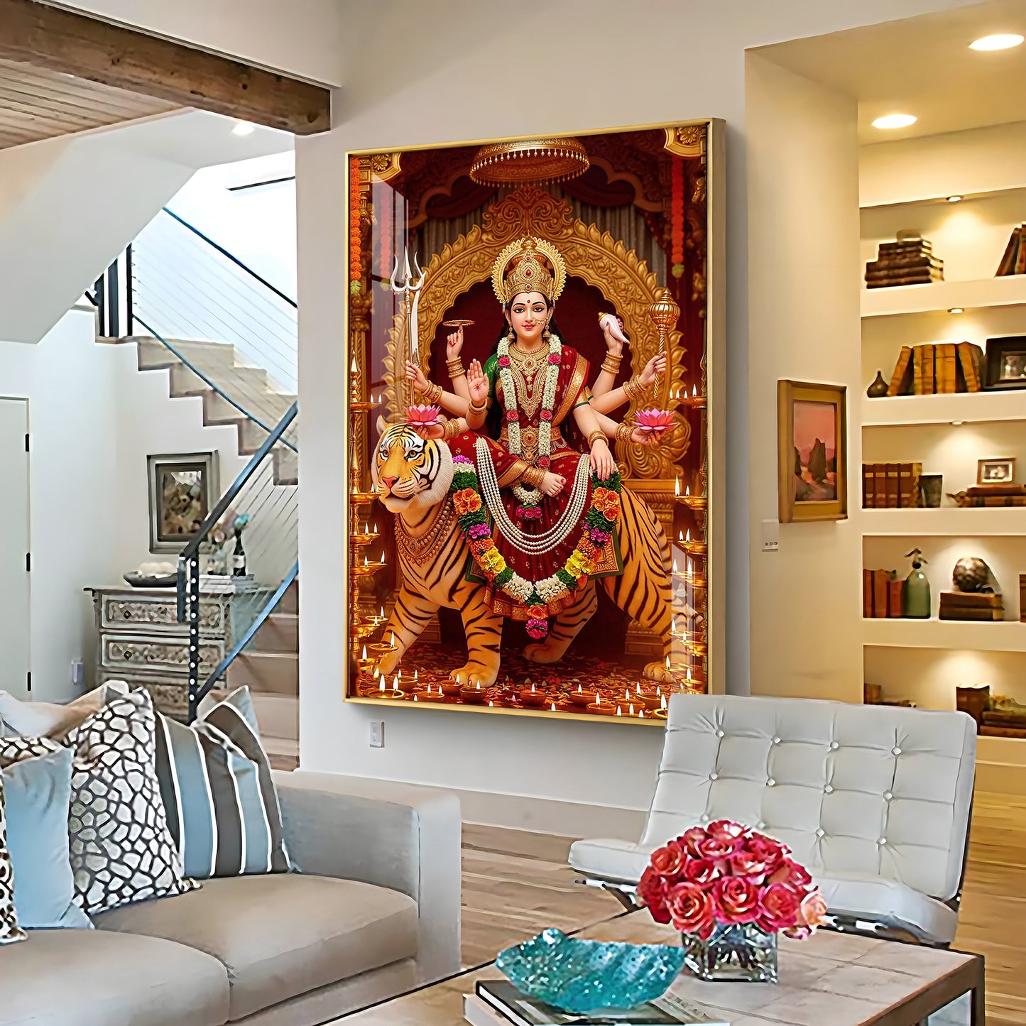 Divine Maa Durga Premium Acrylic Vertical Wall Art