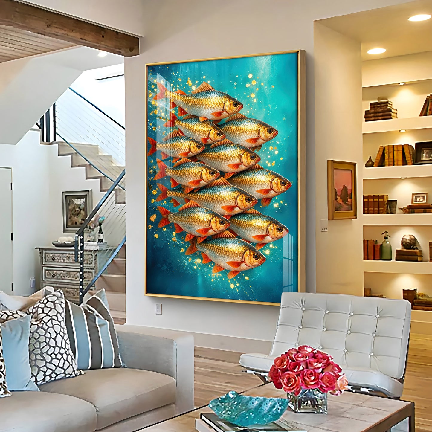 Shimmering Goldfish Premium Acrylic Vertical Wall Art
