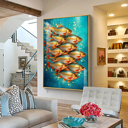 Shimmering Goldfish Premium Acrylic Vertical Wall Art
