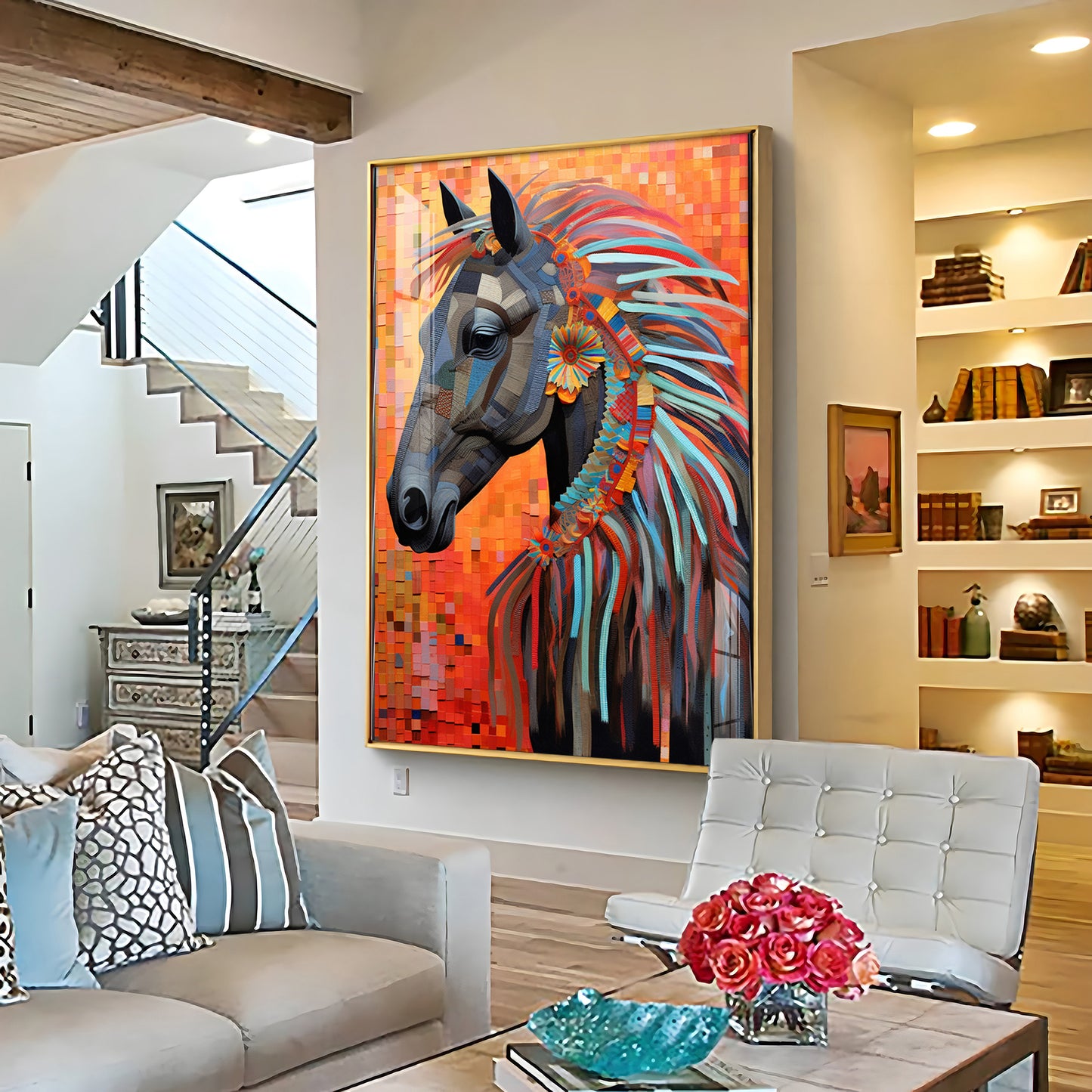 Multicolor Horse Premium Acrylic Vertical Wall Art