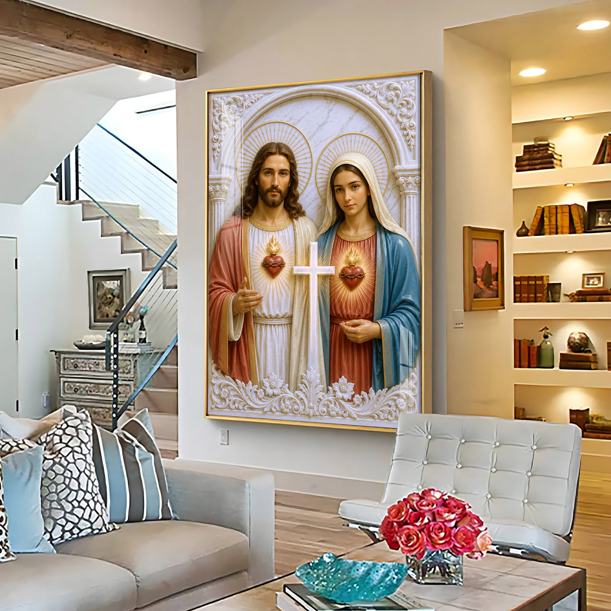 Divine Jesus & Mother Mary Premium Acrylic Vertical Wall Art