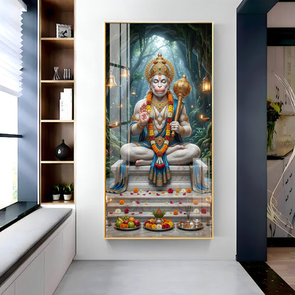Divine Harmony Of Lord Hanuman Premium Acrylic Vertical Wall Art