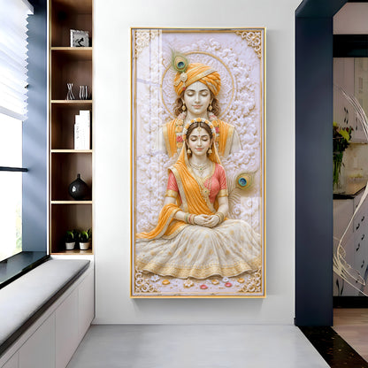 Meditation Radha Krishna Premium Acrylic Vertical Wall Art