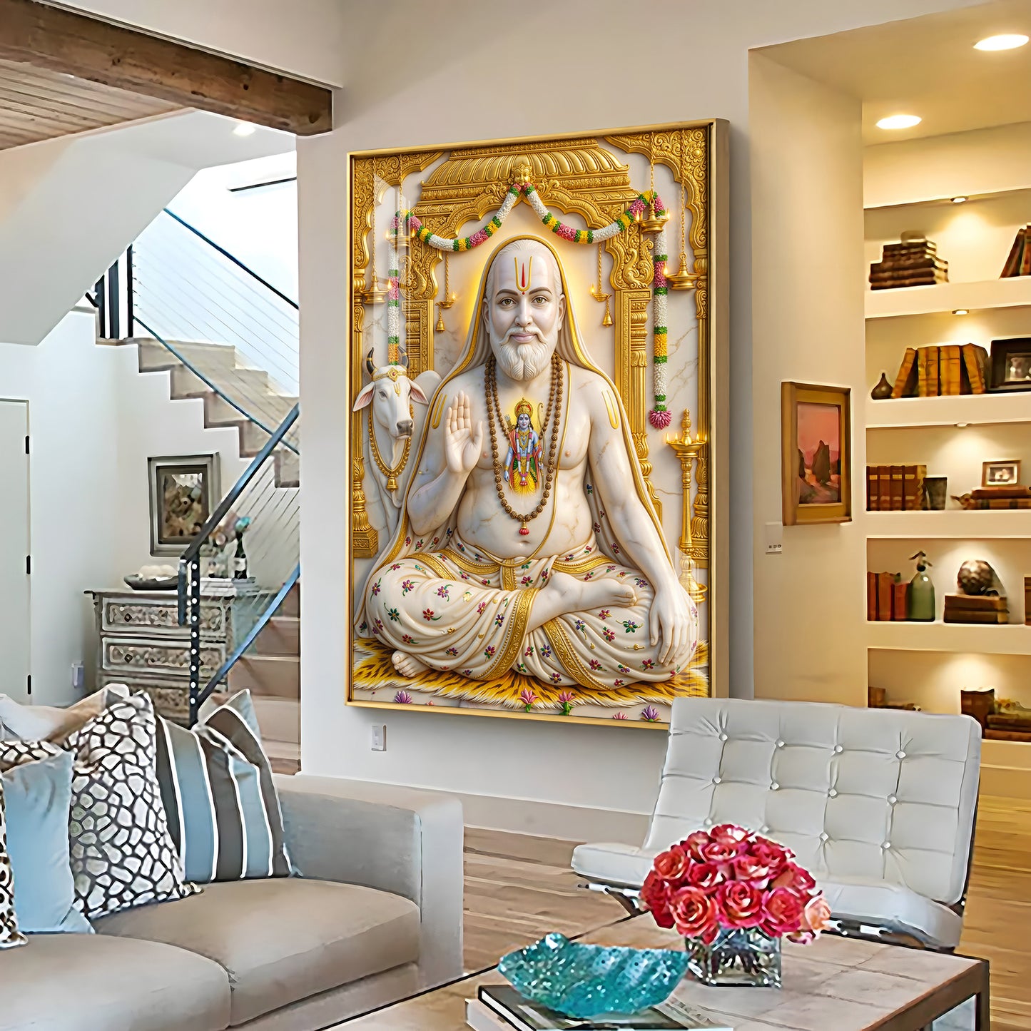 Sri Guru Raghavendra Swamy Premium Acrylic Vertical Wall Art