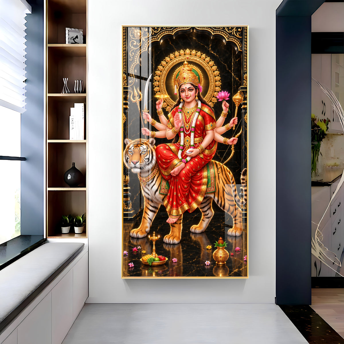 Divine Blessing Durga Premium Acrylic Vertical Wall Art