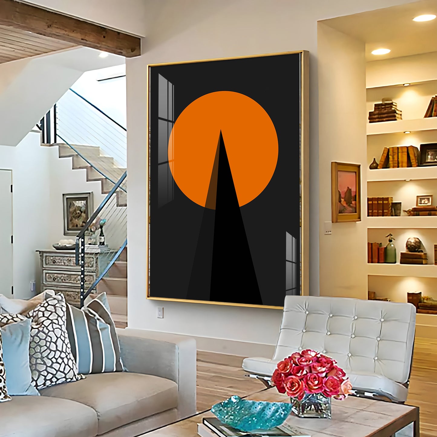 Black Orange Geometry Premium Acrylic Vertical Wall Art