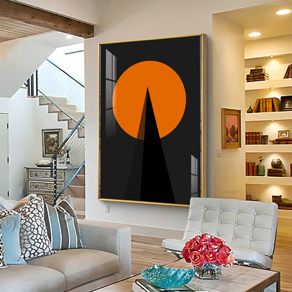 Black Orange Geometry Premium Acrylic Vertical Wall Art