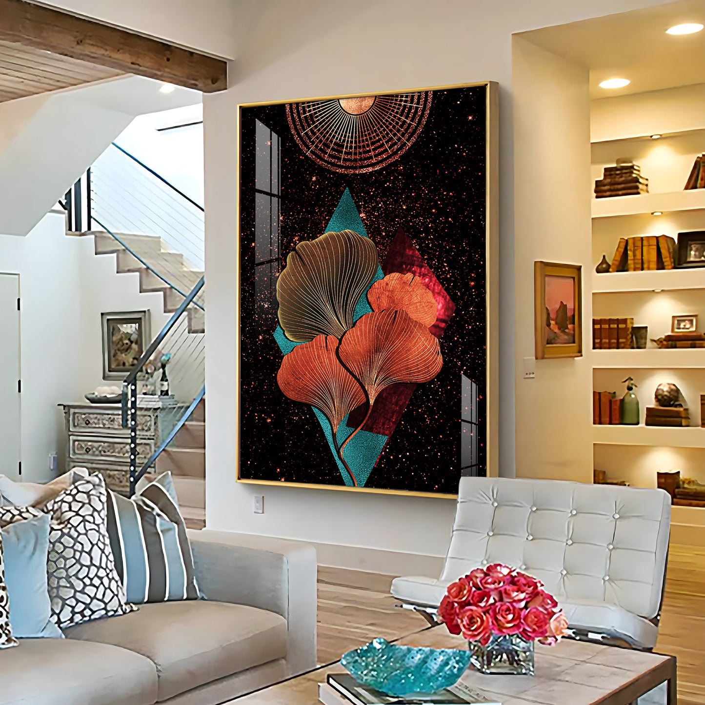 Floral Sunburst Premium Acrylic Vertical Wall Art