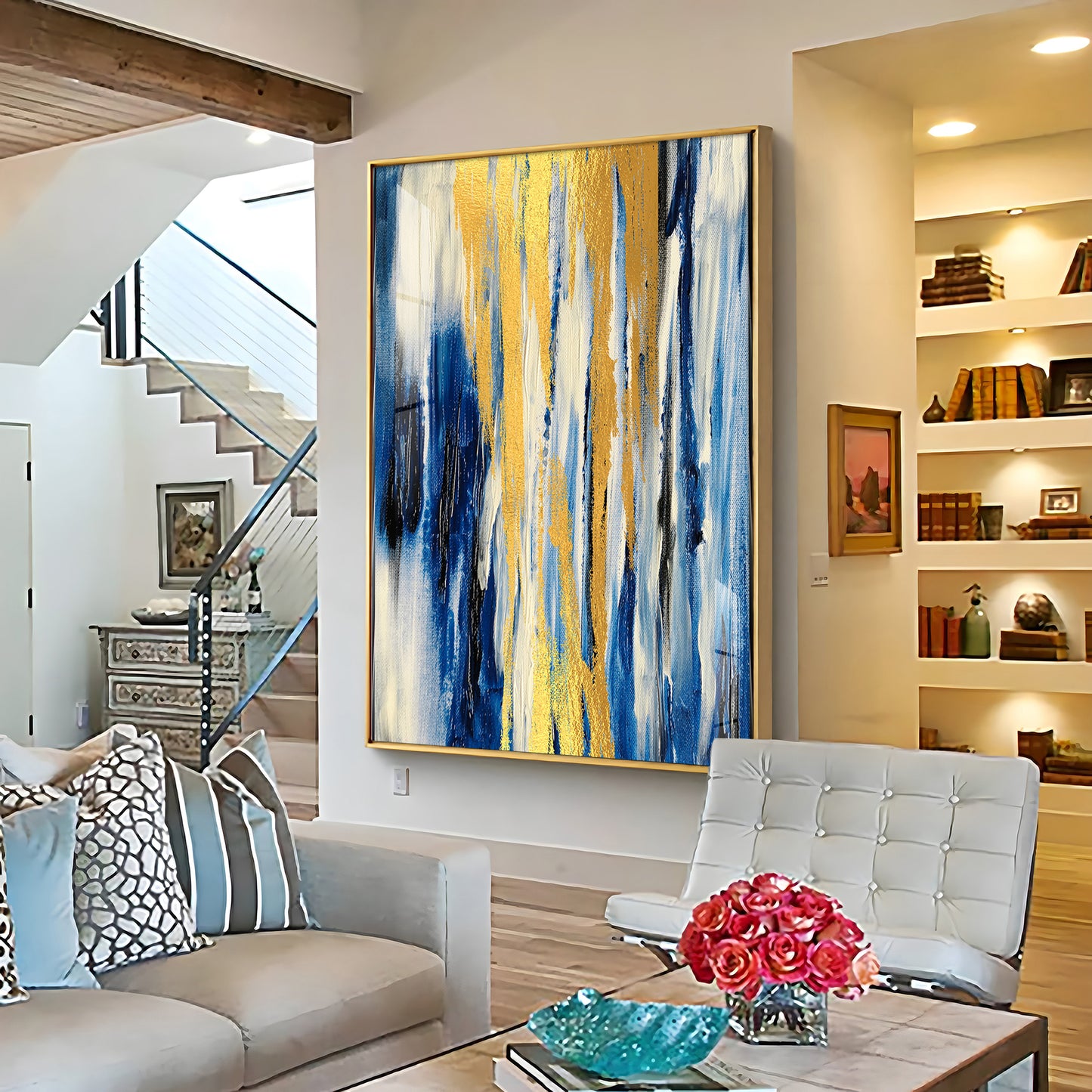 Radiant Blue Fusion Premium Acrylic Vertical Wall Art