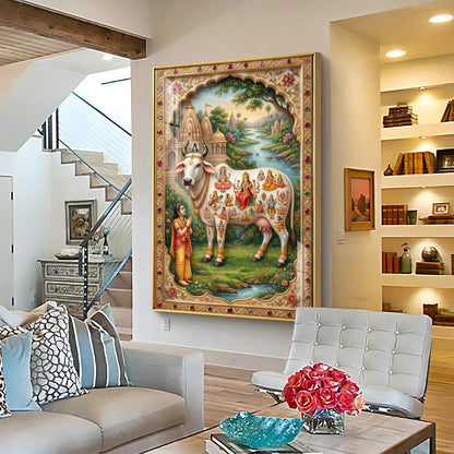 Kamdhenu Gau Mata Premium Acrylic Vertical Wall Art