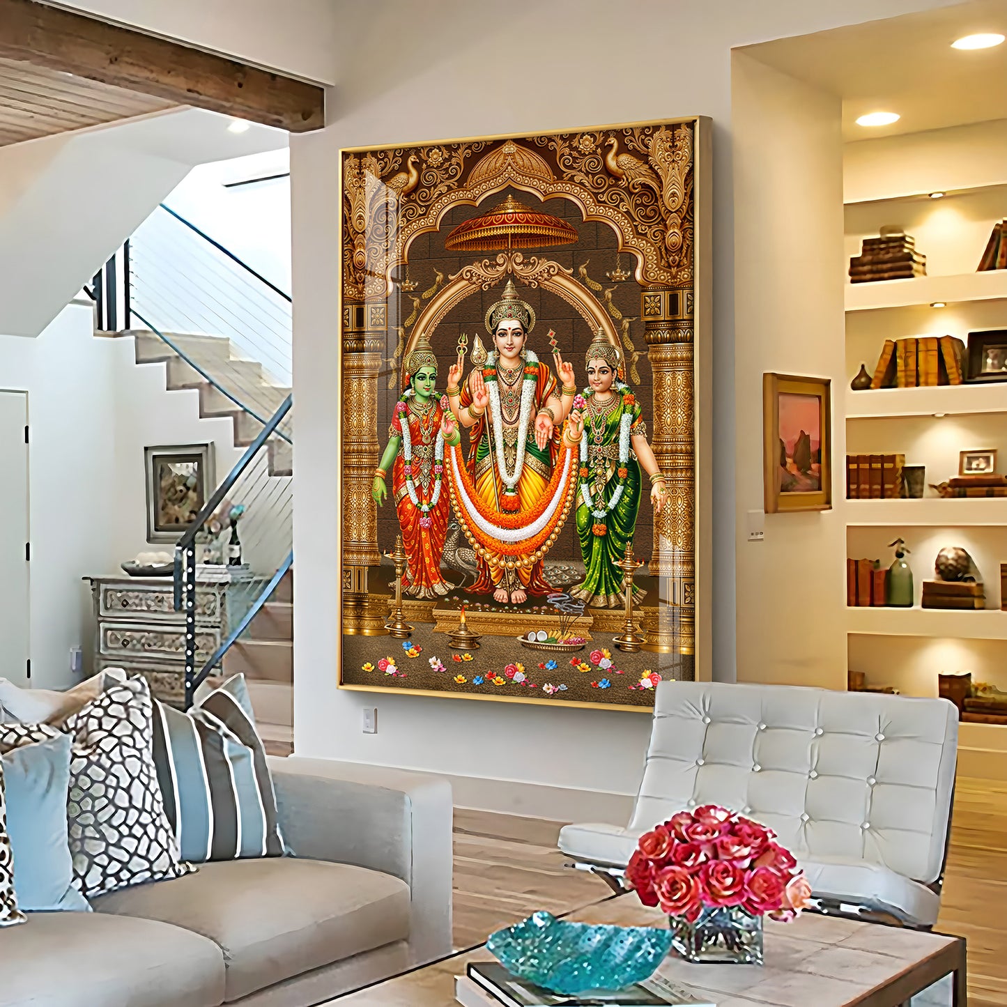 God Murugan Valli Deivanai Subramanya Swamy Premium Acrylic Vertical Wall Art