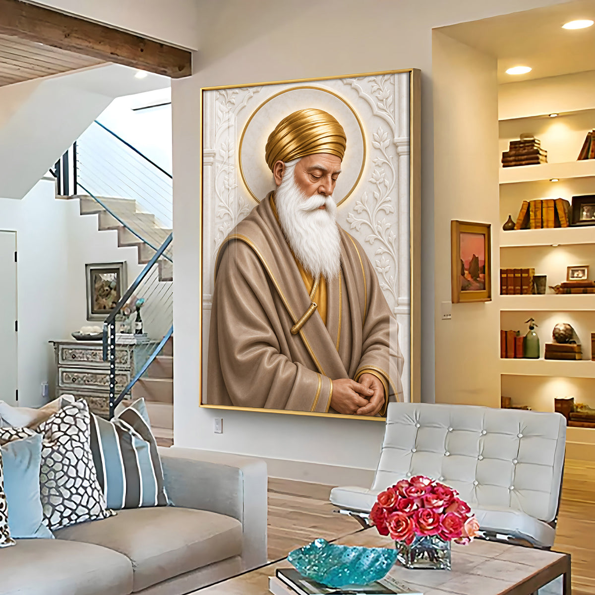 Guru Nanak Devji Meditation Premium Acrylic Vertical Wall Art