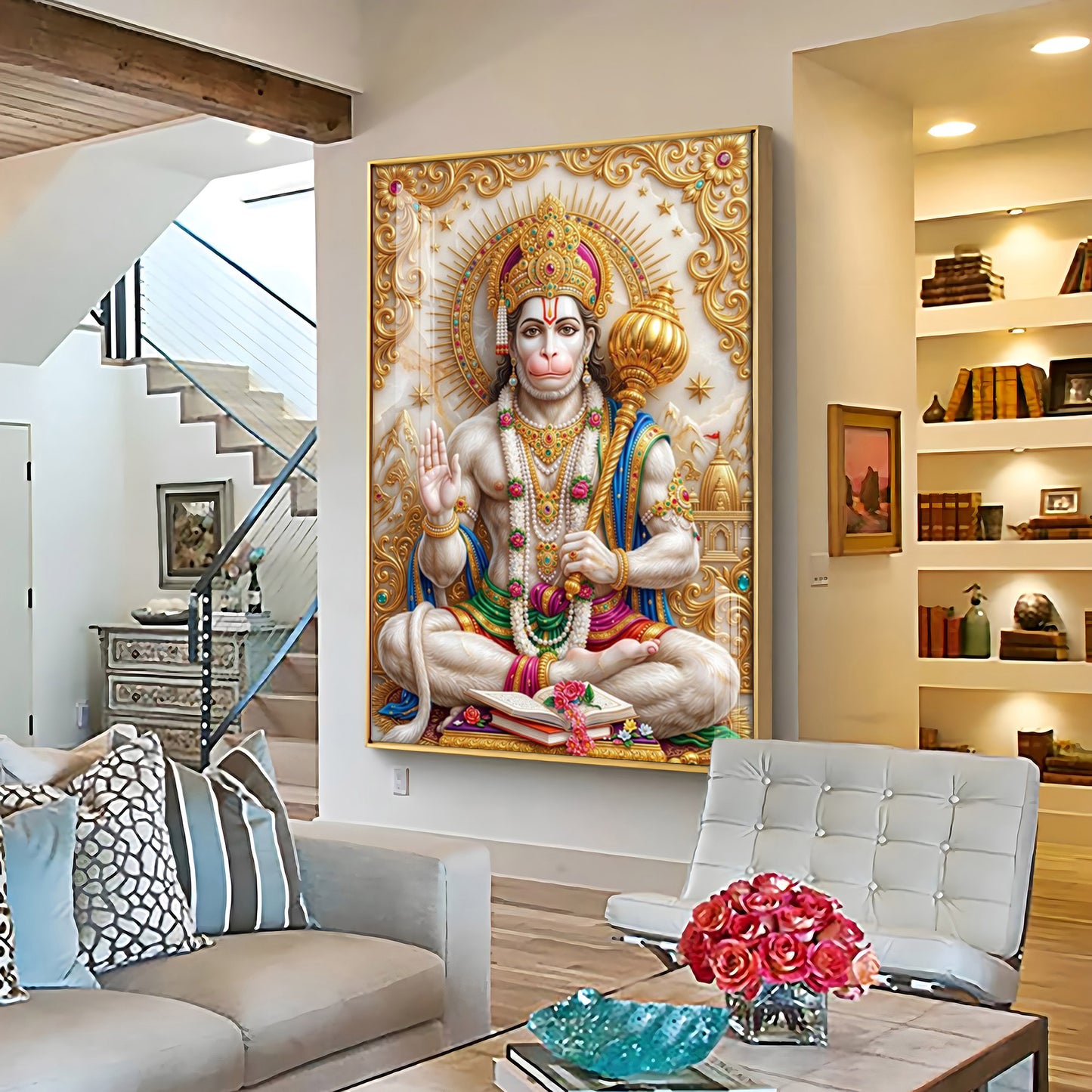 Divine Lord Hanuman Ji Premium Acrylic Vertical Wall Art