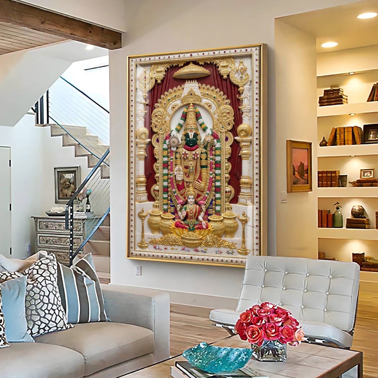 Balaji Lakshmi Tanjore Premium Acrylic Vertical Wall Art