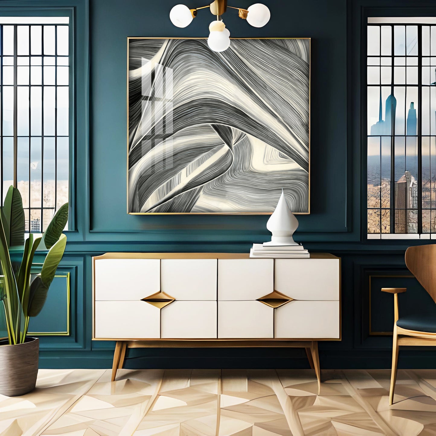 Linee Astratte Premium Acrylic Square Wall Art