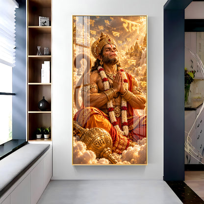 Lord Hanuman Meditation Premium Acrylic Vertical Wall Art