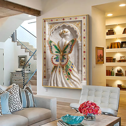 Woman With Butterfly Shaped Wings Premium Acrylic Vertical Wall Art
