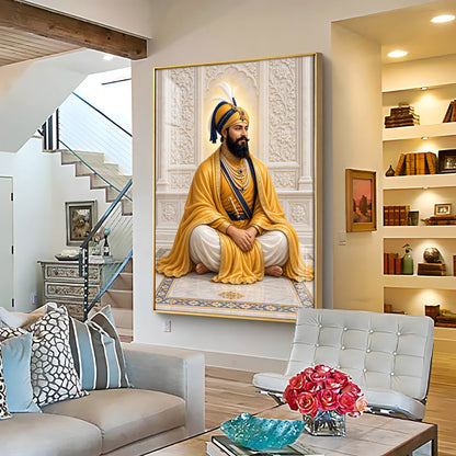 Guru Gobind Singh Ji In Yellow Attire Premium Acrylic Vertical Wall Art