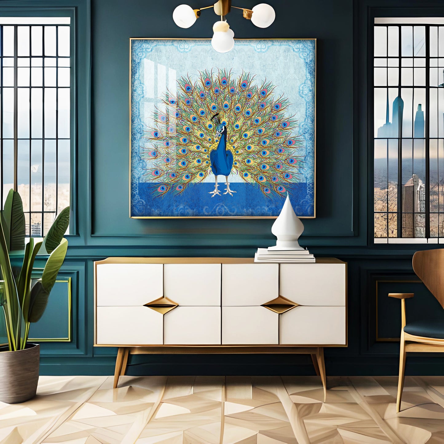 Peacock Premium Acrylic Square Wall Art