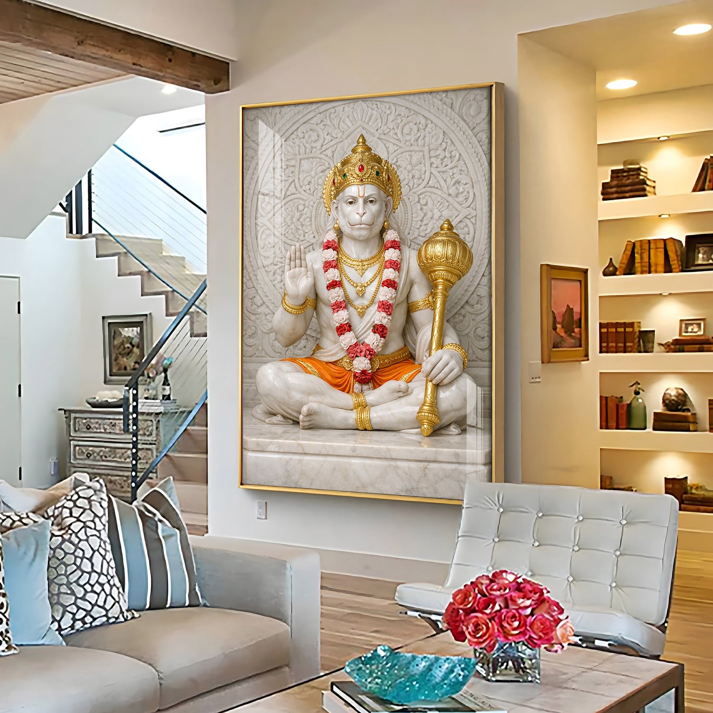 Divine Ram Bhakt Hanuman Premium Acrylic Vertical Wall Art