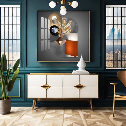 Aesthetic Combining Geometry With Gold Leaf Premium Acrylic Square Wall Art